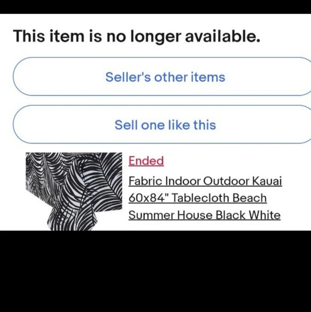 Kauai Tropical Tablecloth Blk White Palm Leaves 60x84 NO UMBRELLA HOLE STYLE NWT